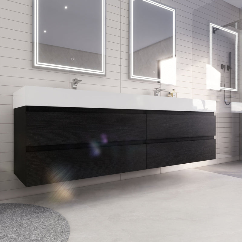 Monterey 84" Wall Mounted Vanity with Reinforced Acrylic Sinks