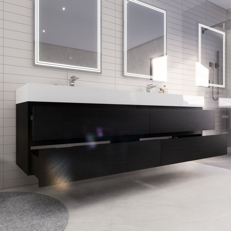 Monterey 84" Wall Mounted Vanity with Reinforced Acrylic Sinks