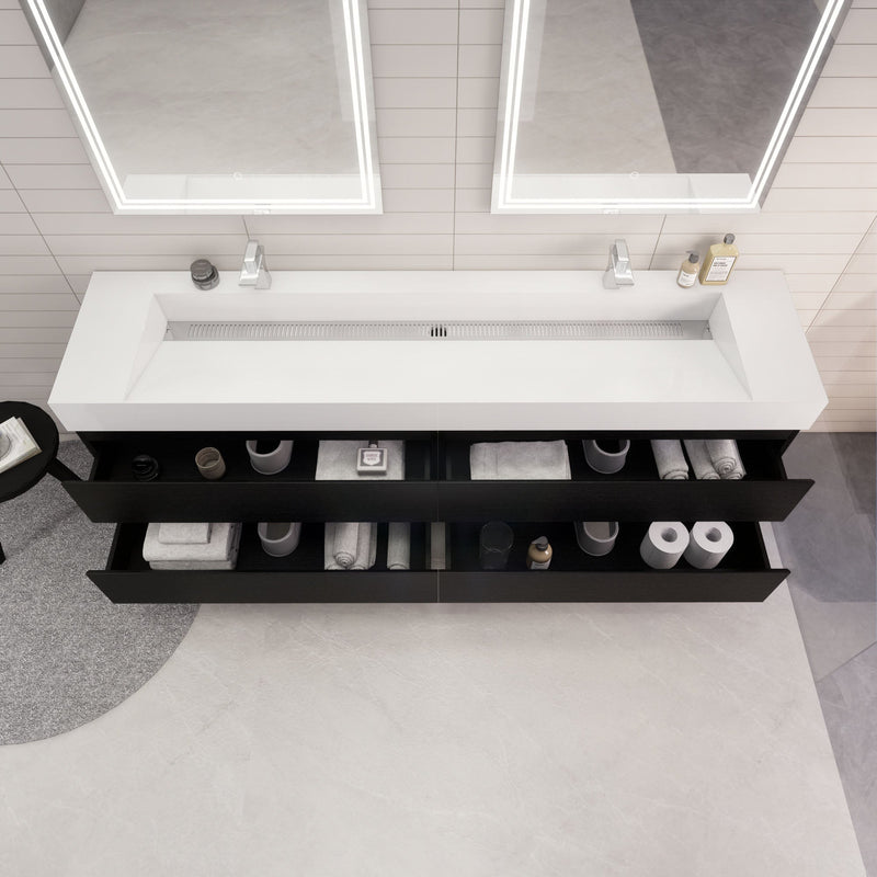 Monterey 84" Wall Mounted Vanity with Reinforced Acrylic Sinks