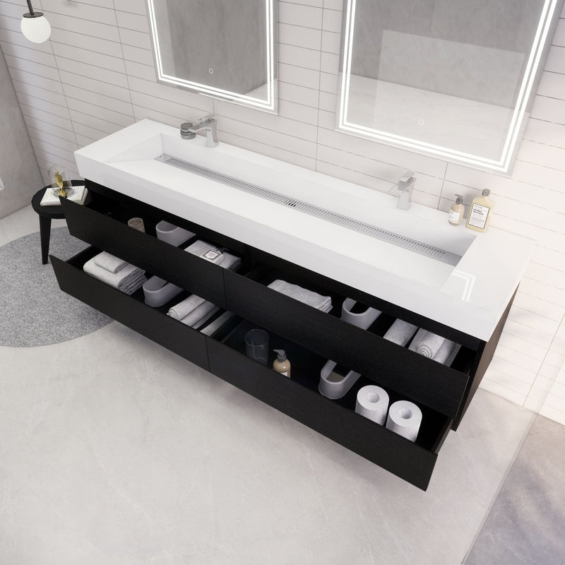 Monterey 84" Wall Mounted Vanity with Reinforced Acrylic Sinks