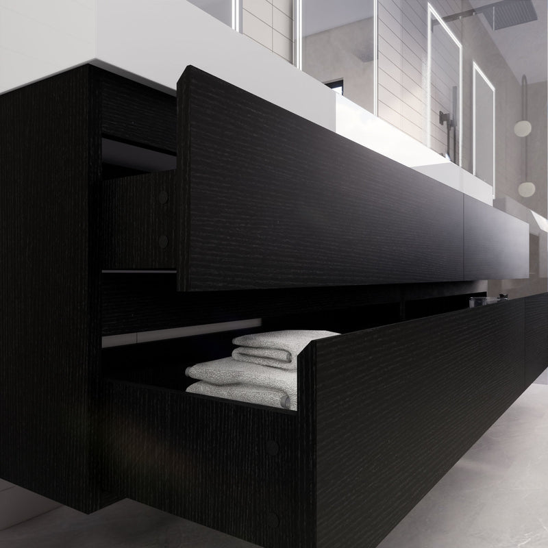 Monterey 84" Wall Mounted Vanity with Reinforced Acrylic Sinks