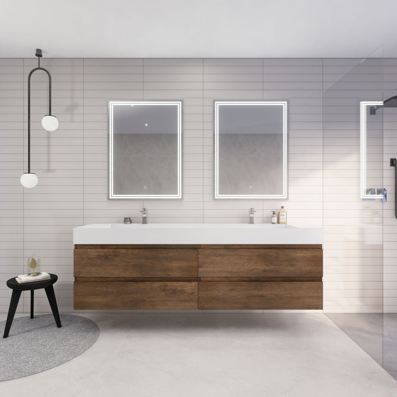 Monterey 84" Wall Mounted Vanity with Reinforced Acrylic Sinks