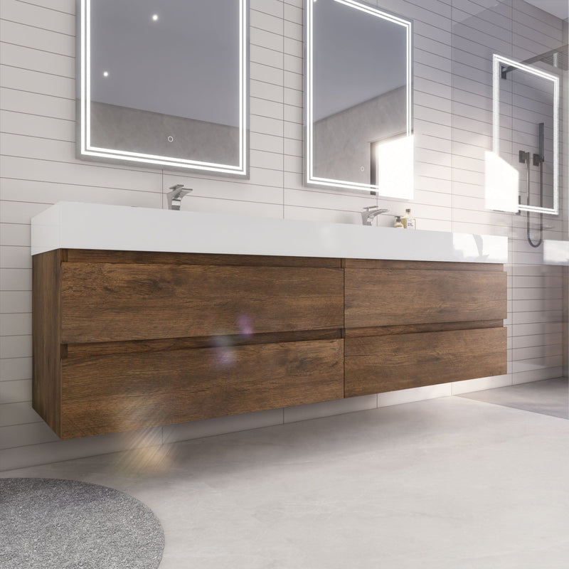 Monterey 84" Wall Mounted Vanity with Reinforced Acrylic Sinks