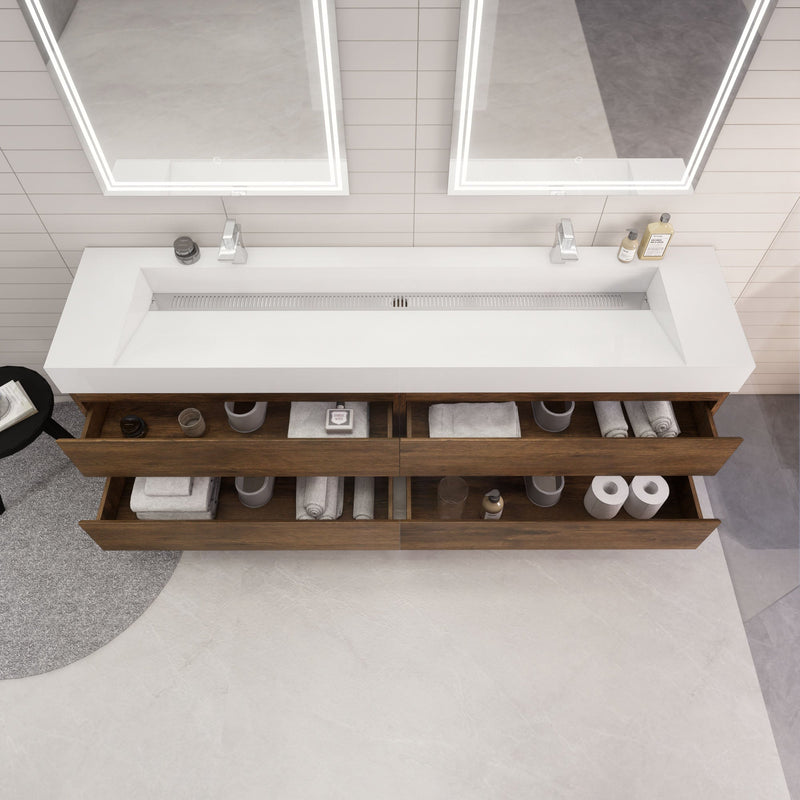 Monterey 84" Wall Mounted Vanity with Reinforced Acrylic Sinks