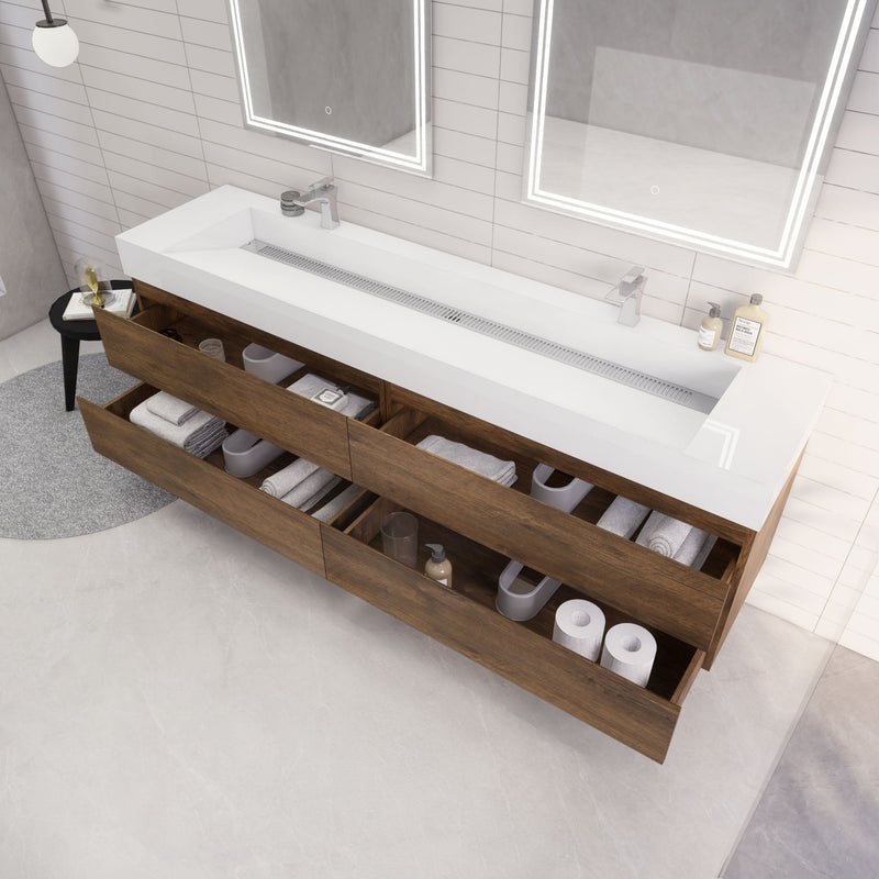 Monterey 84" Wall Mounted Vanity with Reinforced Acrylic Sinks