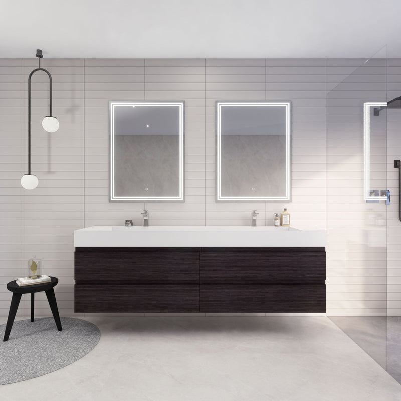 Monterey 84" Wall Mounted Vanity with Reinforced Acrylic Sinks