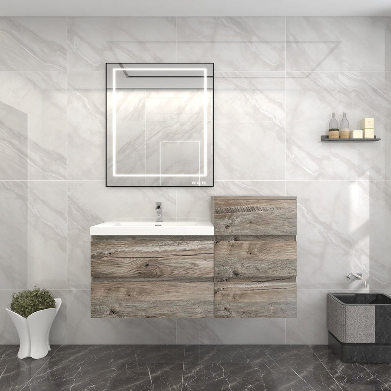 BOW 50" Single Sink Vanity in Natural Wood & BOW Side Cabinet - Better Vanity