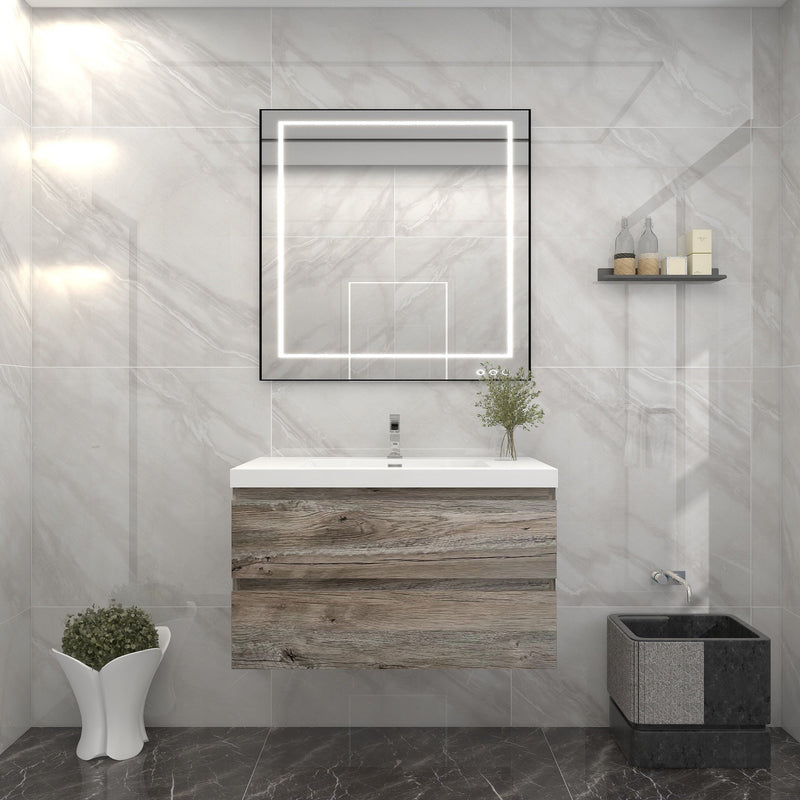BOW 36" Single Sink Vanity in Natural Wood - Better Vanity