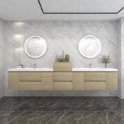 BOW 116" Double Sink Vanity in White Oak - Better Vanity