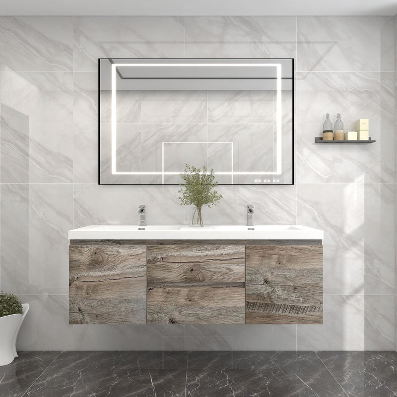 BOW 60" Double Sink Vanity in Natural Wood - Better Vanity
