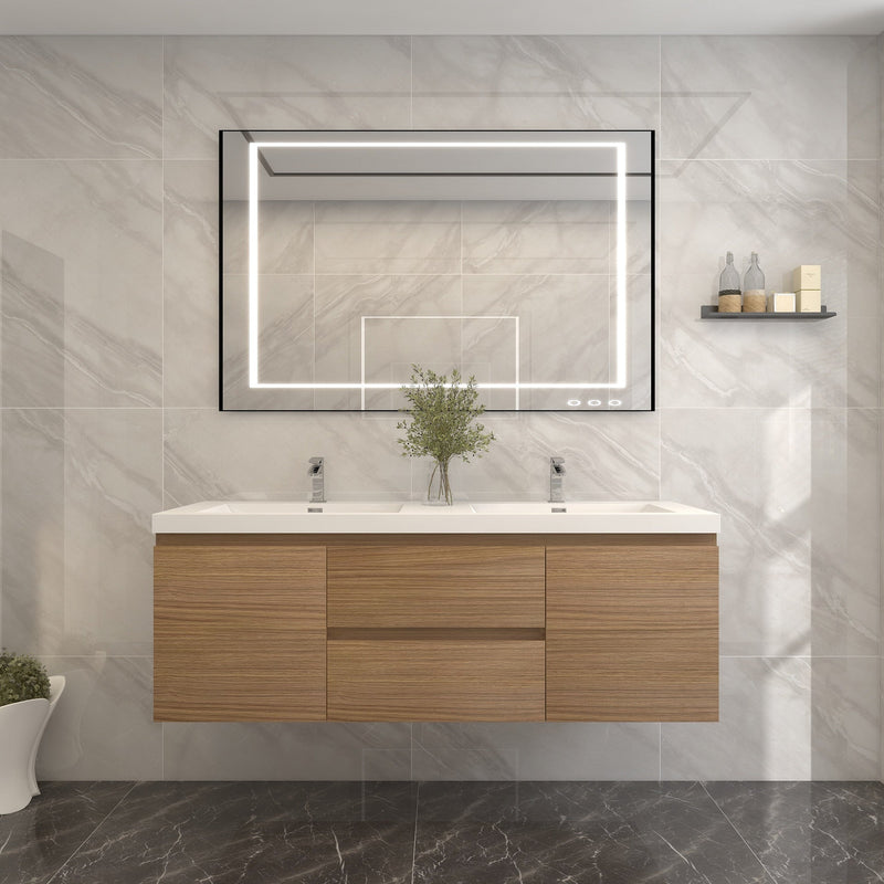 BOW 60" Double Sink Vanity in Rosewood - Better Vanity