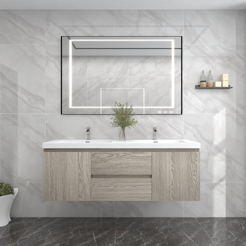 BOW 60" Double Sink Vanity in Teak Oak - Better Vanity