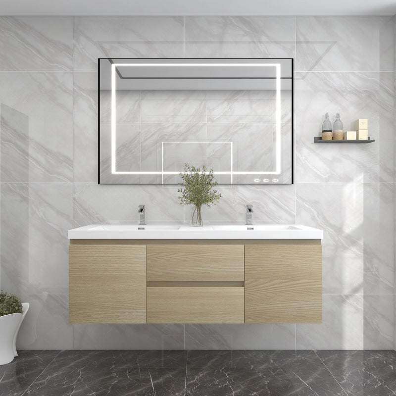 BOW 60" Double Sink Vanity in White Oak - Better Vanity