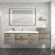 BOW 80" Single Sink Vanity in Natural Wood & BOW Matching Side Cabinet - Better Vanity