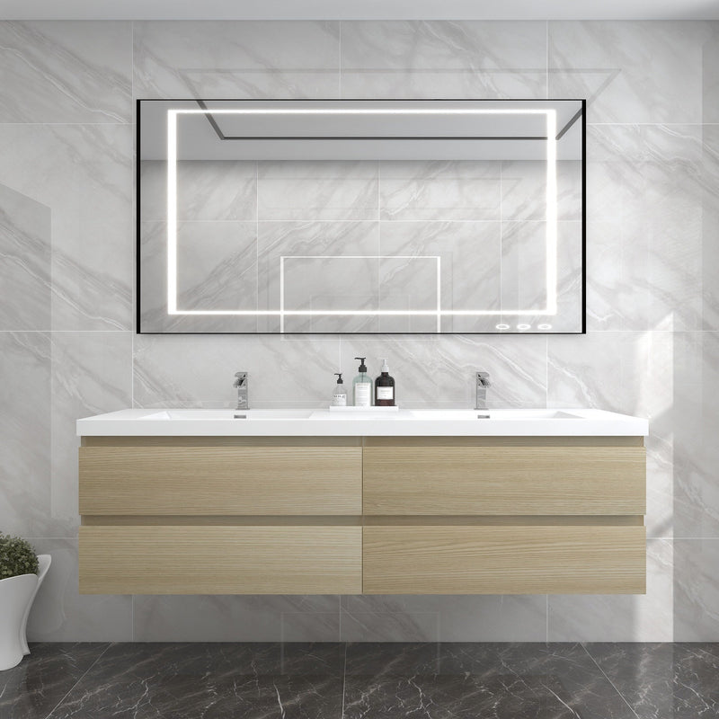 BOW 72" Double Sink Vanity in White Oak - Better Vanity