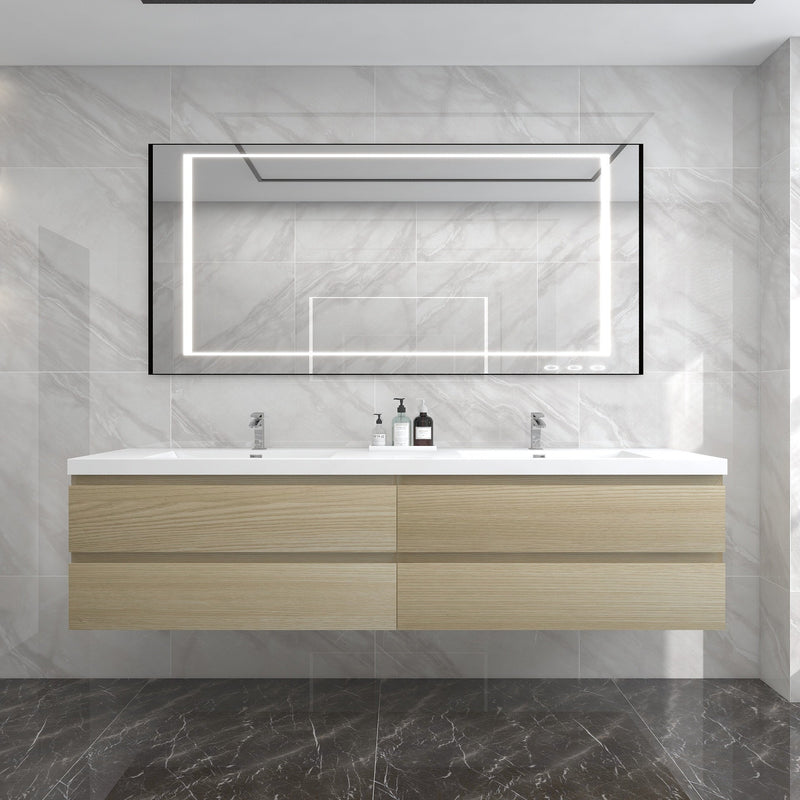 BOW 84" Double Sink Vanity in White Oak - Better Vanity