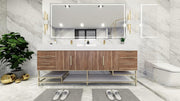 Bethany 84" Freestanding Modern Vanity in White Oak with Double Sink