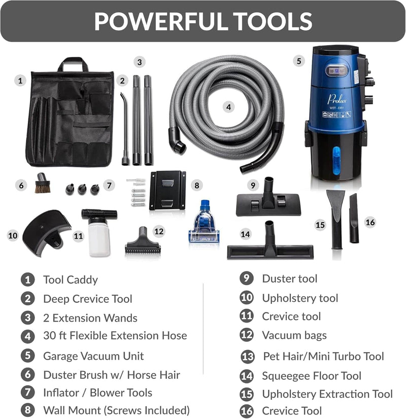Blue Prolux Wet/Dry Garage Vacuum, Shampooer, Blower and Detailer