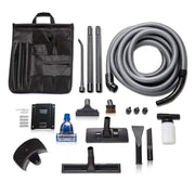Blue Prolux Wet Dry Garage Vacuum full tool kit layout.