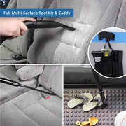 Blue Prolux Wet Dry Garage Vacuum vacuuming car interior multi surface tools.