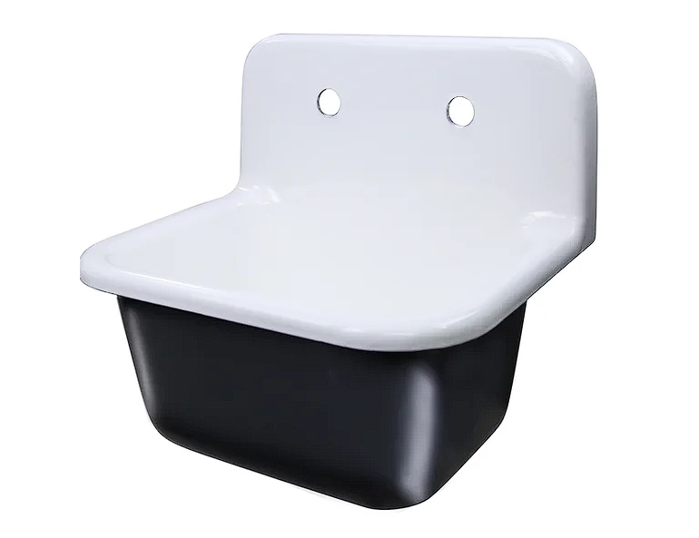Nantucket sinks CI-2218-FB 22in cast iron highback utility sink white/black