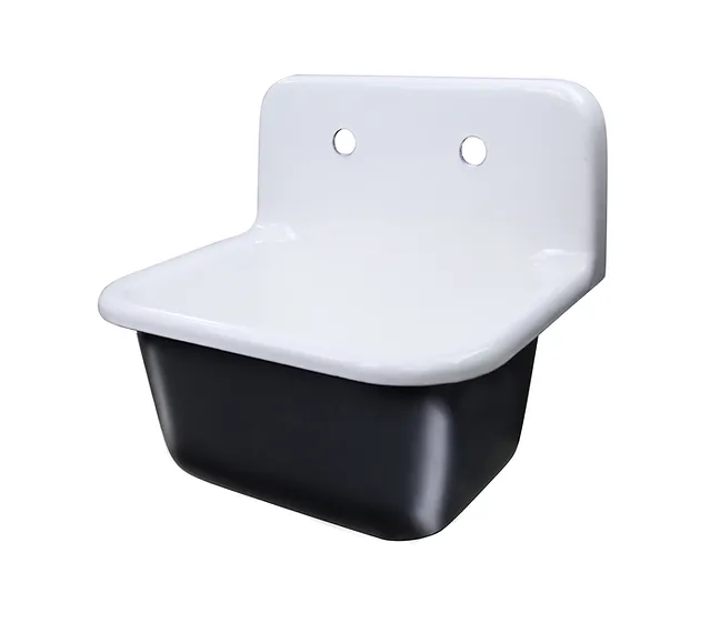 Nantucket Sinks CI-2218-FBSET 22-inch cast iron wallmount sink set with finished exterior and grid drain