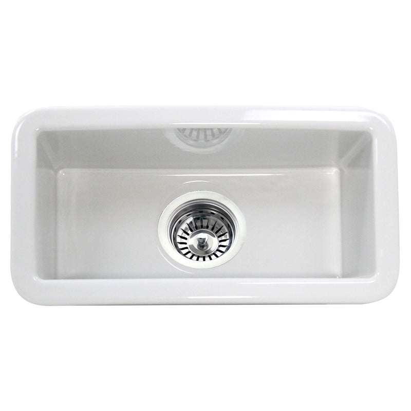 Nantucket sinks CAPE189 Single bowl dualmount fireclay bar-prep sink white (image 2)
