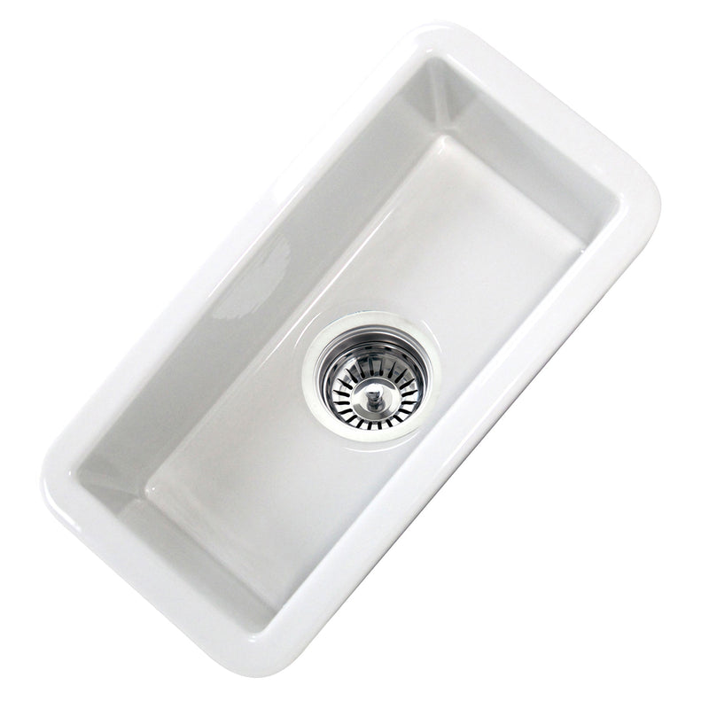 Nantucket sinks CAPE189 Single bowl dualmount fireclay bar-prep sink white (image 3)