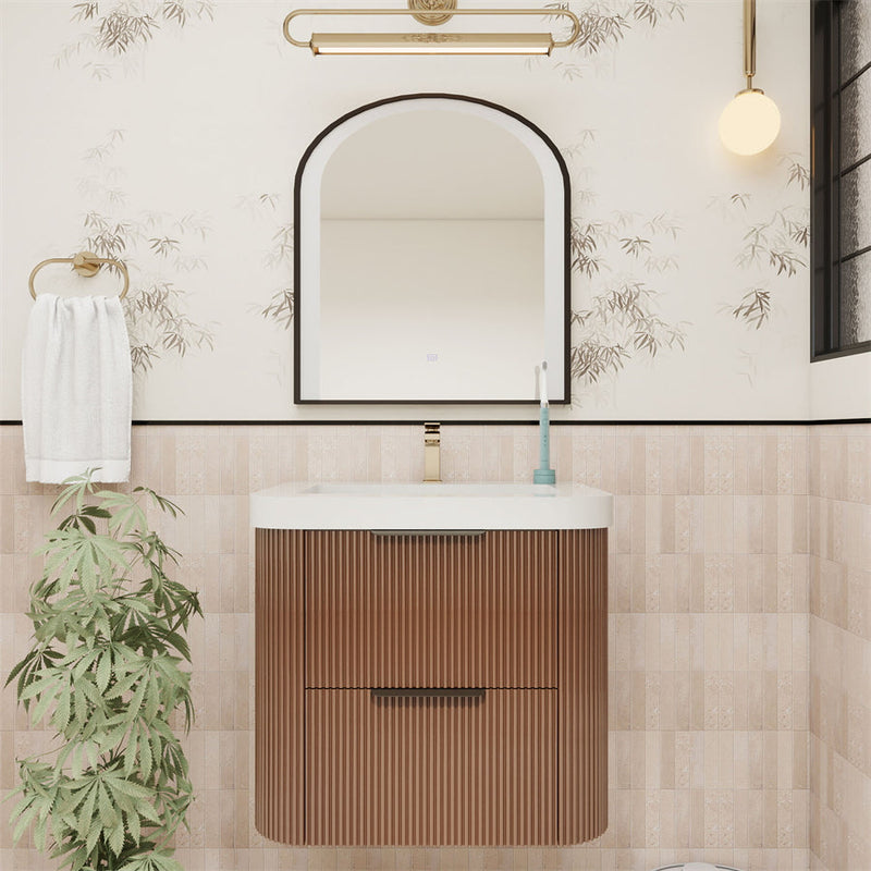 Celine Fluted Floating Bathroom Vanity with Sink