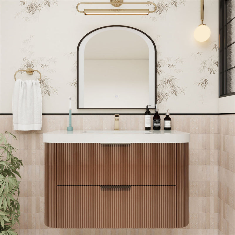 Celine Fluted Floating Bathroom Vanity with Sink