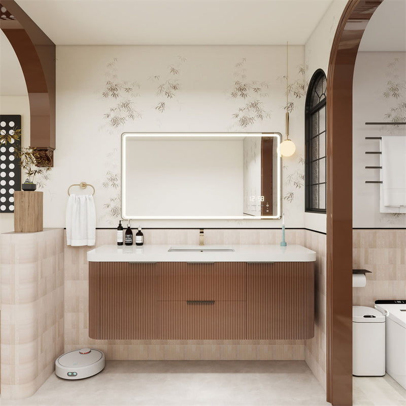 Celine Fluted Floating Bathroom Vanity with Sink (image 2)