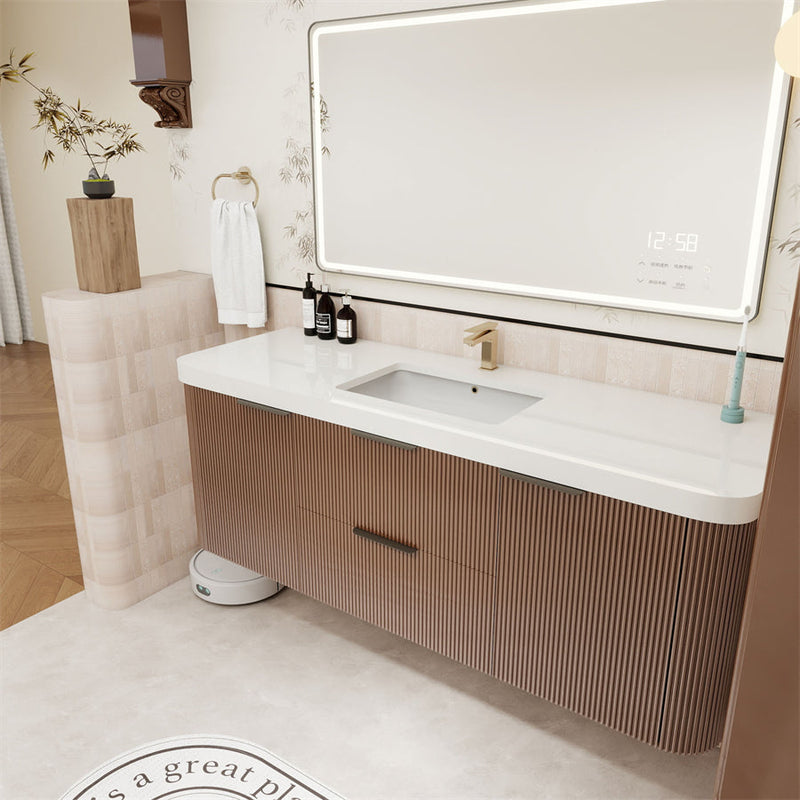 Celine Fluted Floating Bathroom Vanity with Sink (image 6)
