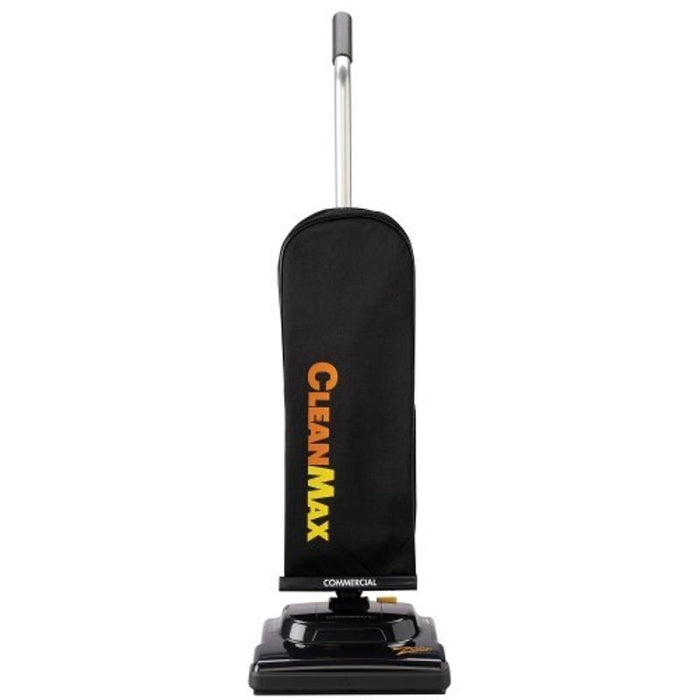 CleanMax Zoom 200 front view upright black vacuum orange yellow logo