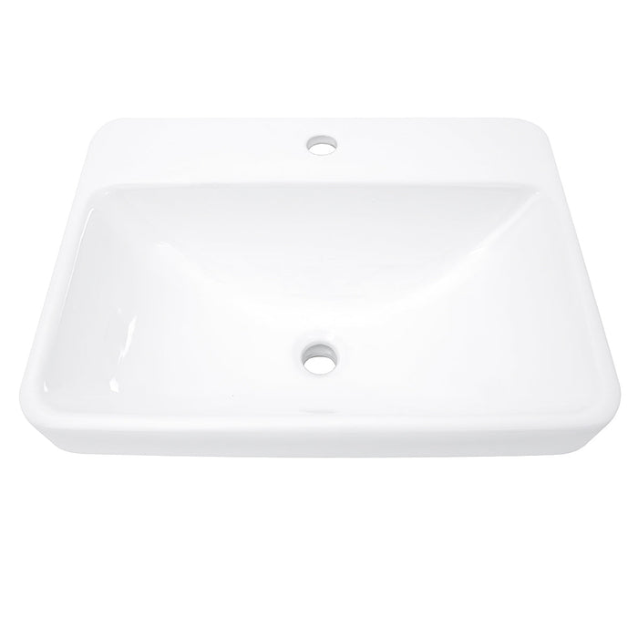 Nantucket Sinks DI-2317-R1 23" 1-hole Rectangular Drop-In Ceramic Vanity Sink