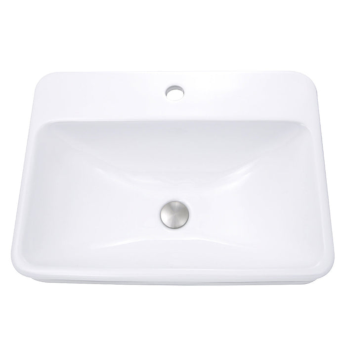 Nantucket Sinks DI-2317-R1 23 Inch 1-hole Rectangular Drop-In Ceramic Vanity Sink