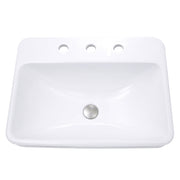 Nantucket Sinks DI-2317-R8 23 Inch 3-hole Rectangular Drop-In Ceramic Vanity Sink