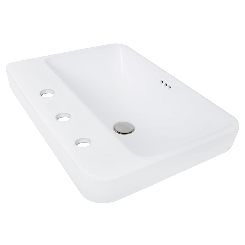 Nantucket Sinks DI-2317-R8 23" 3-hole Rectangular Drop-In Ceramic Vanity Sink