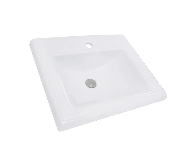 Nantucket Sinks DI-2418-R1 23 inch rectangular drop-in ceramic vanity sink