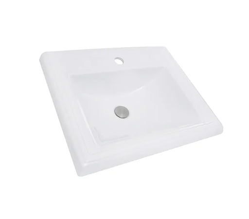 Nantucket Sinks DI-2418-R1 23 inch rectangular drop-in ceramic vanity sink