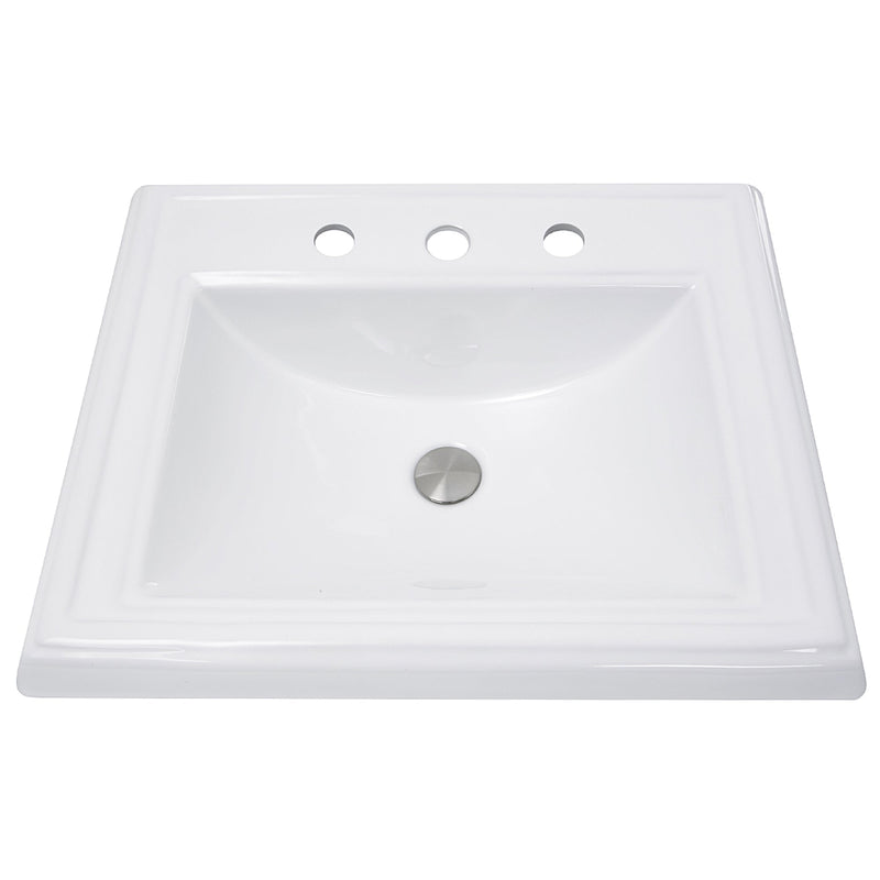 Nantucket Sinks DI-2418 23" Rectangular Drop-In Ceramic Vanity Sink DI-2418-R8 (image 2)
