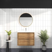 Saggia 30" Wall-Mounted Floating Bathroom Vanity with Reinforced Acrylic Sink in White Oak | Better Vanity Modern Luxury Bathroom Vanities