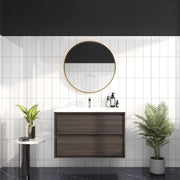 Saggia 36" Wall-Mounted Floating Bathroom Vanity with Reinforced Acrylic Sink in Dark Gray Oak | Better Vanity Modern Luxury Bathroom Vanities
