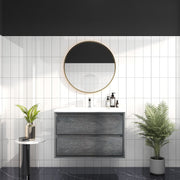 Saggia 36" Wall-Mounted Floating Bathroom Vanity with Reinforced Acrylic Sink in Smoke Oak | Better Vanity Modern Luxury Bathroom Vanities