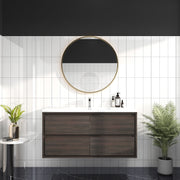 Saggia 48" Wall-Mounted Floating Bathroom Vanity with Reinforced Acrylic Sink in Dark Gray Oak | Better Vanity Modern Luxury Bathroom Vanities