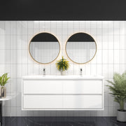 Saggia 60" Wall-Mounted Floating Bathroom Vanity with Reinforced Acrylic Double Sink in Gloss White | Better Vanity Modern Luxury Bathroom Vanities