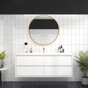 Saggia 60" Wall-Mounted Floating Bathroom Vanity with Reinforced Acrylic Sink in Gloss White | Better Vanity Modern Luxury Bathroom Vanities