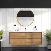 Saggia 60" Wall-Mounted Floating Bathroom Vanity with Reinforced Acrylic Sink in White Oak | Better Vanity Modern Luxury Bathroom Vanities