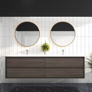 Saggia 84" Wall-Mounted Floating Bathroom Vanity with Reinforced Acrylic Double Sink in Dark Gray Oak | Better Vanity Modern Luxury Bathroom Vanities