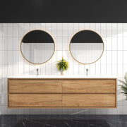 Saggia 84" Wall-Mounted Floating Bathroom Vanity with Reinforced Acrylic Double Sink in White Oak | Better Vanity Modern Luxury Bathroom Vanities