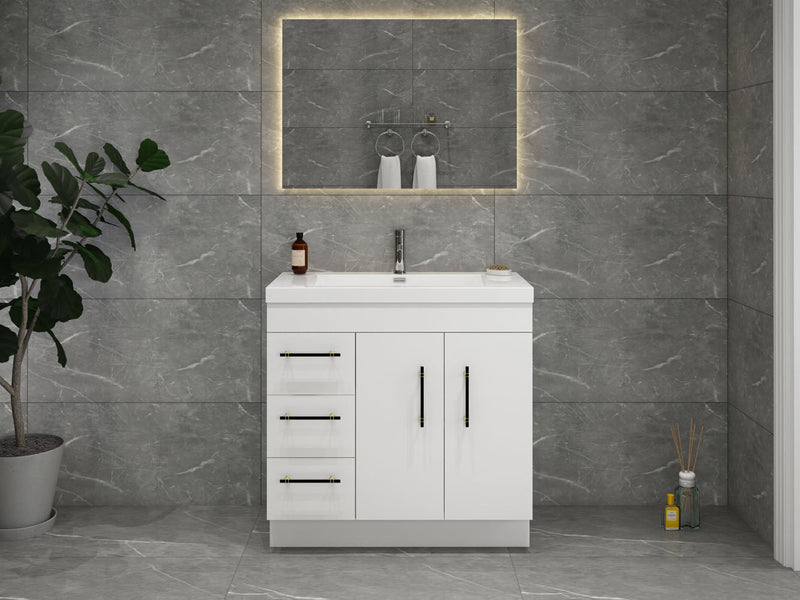 Elsa 36" Freestanding Vanity in Glossy White